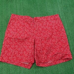 Chaps Shorts Womens 12 Red Floral Print Chino Stretch Summer Casual 36x6.5